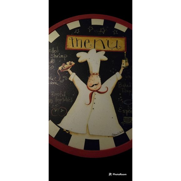 Lazy Susan Turntable Chef Menu Blackboard Dan Di Paolo Print 12 Inch Diameter - Picture 2 of 3